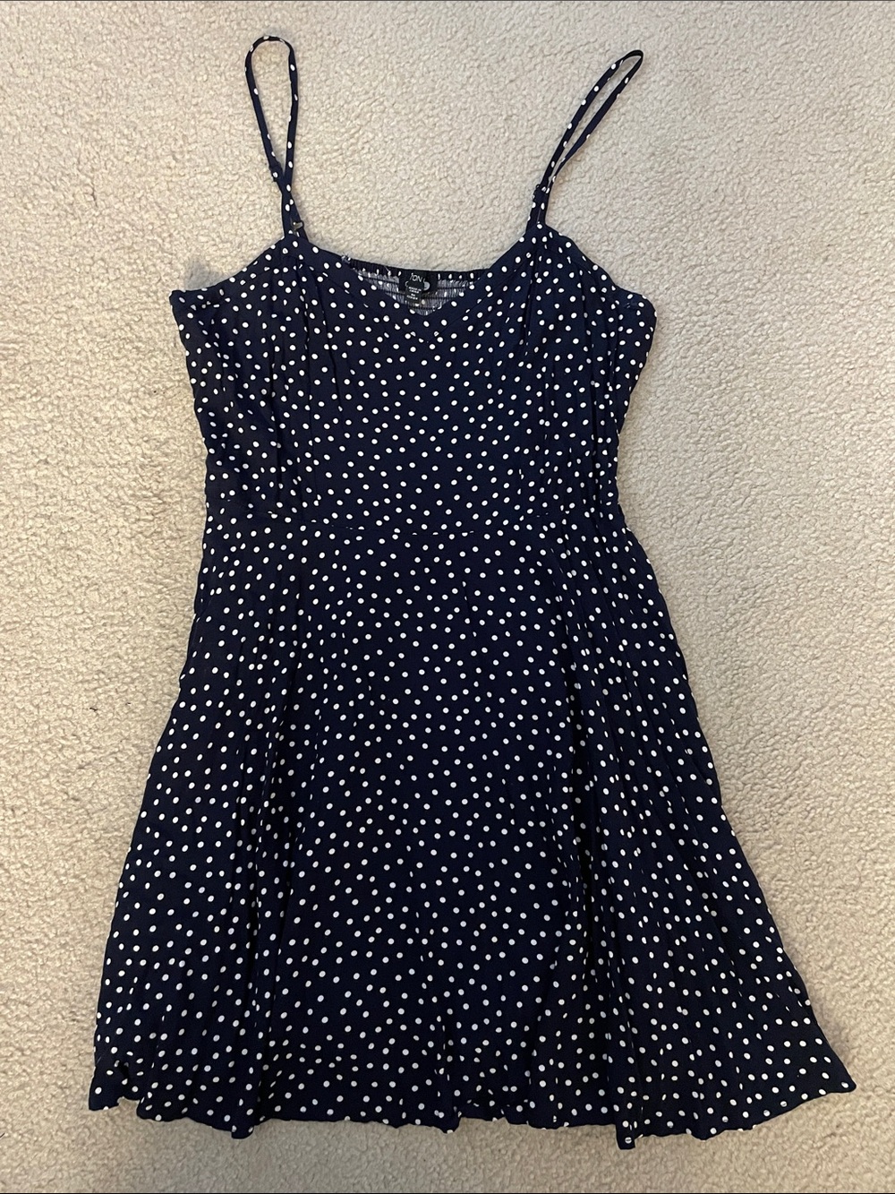 Cotton On Navy and White Polka Dot Dress, Size L